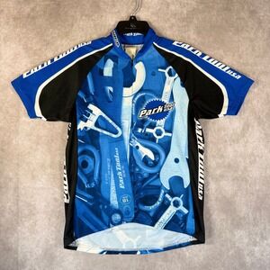 Pace Sportswear Cycling Jersey Unisex Medium Blue Park Tool USA Short Sleeve Zip